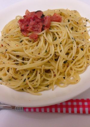 簡単パスタ♡ズボラ梅わかめ-レシピのメイン写真