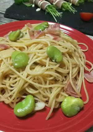 そら豆とベーコンのペペロンチーノ♡-レシピのメイン写真