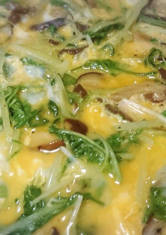 シャキッと☆水菜としいたけの玉子とじ☆-レシピのメイン写真