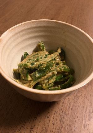 レンジで3分半！簡単ピーマンの胡麻和え-レシピのメイン写真