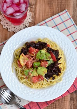 ダルスとアボカドの冷製明太子パスタ-レシピのメイン写真