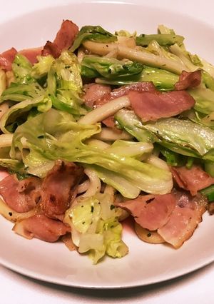 【男飯】キャベツとベーコンの洋風焼うどん-レシピのメイン写真