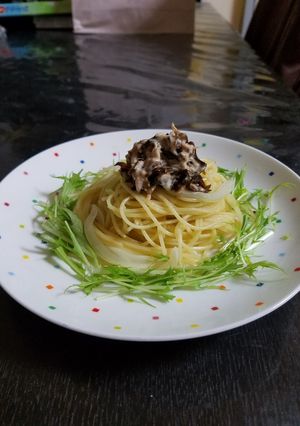 簡単ランチにマヨ昆布佃煮の和パスタ-レシピのメイン写真
