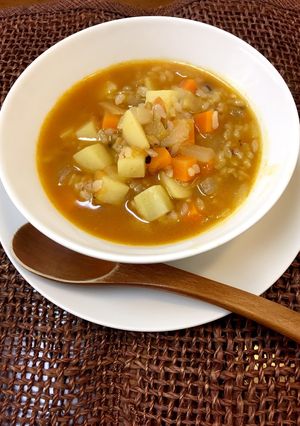 朝ご飯☆残り物ミネストローネでカレー雑炊-レシピのメイン写真