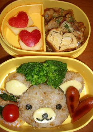 リラックマ&ハート弁当(キャラ弁)-レシピのメイン写真