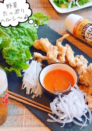 スティック唐揚げのレタス巻き巻き〜♪-レシピのメイン写真