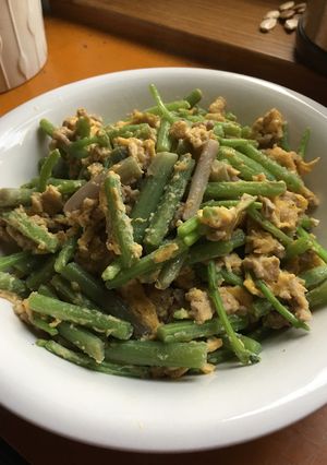 にんにく風味♬山菜ミズのひき肉卵炒め-レシピのメイン写真
