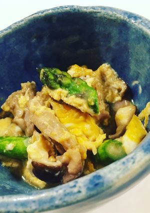 10分で1品！アスパラと豚肉の甘辛卵とじ-レシピのメイン写真