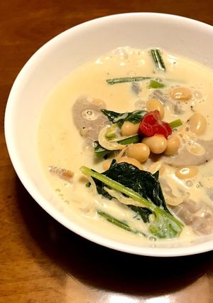 蓮根とほうれん草の豆乳スープ-レシピのメイン写真