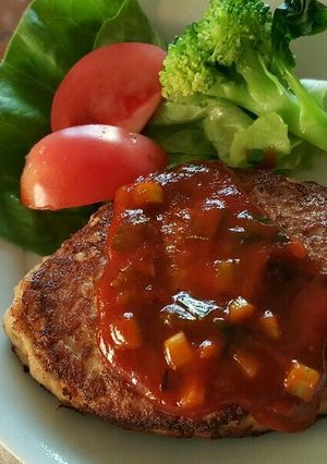 こうやハンバーグ㏌れんこんチーズ-レシピのメイン写真