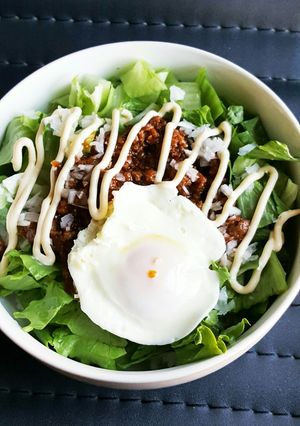 ハンバーグのたねリメイク　ロコモコ丼-レシピのメイン写真