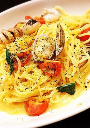 ウニとあさりイイダコのペペロンチーノ-レシピのメイン写真