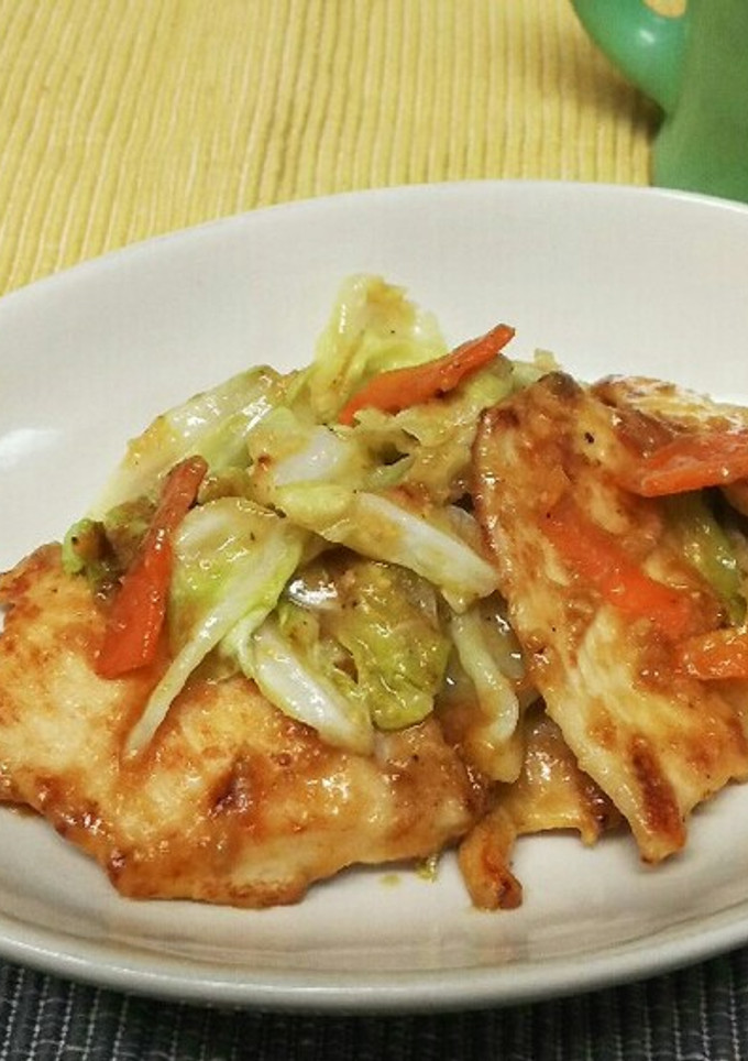 鶏むね肉とキャベツのごま味噌炒め-レシピのメイン写真