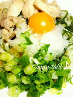 冷やし♪月見鶏おろしの切り昆布うどん-レシピのメイン写真