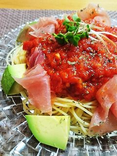 お手軽トマトソースの冷製パスタ-レシピのメイン写真