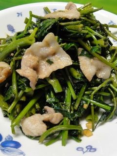 *空芯菜と豚バラのにんにく炒め*-レシピのメイン写真
