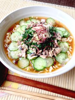さば缶ときゅうりで☆冷や汁ラーメン!-レシピのメイン写真
