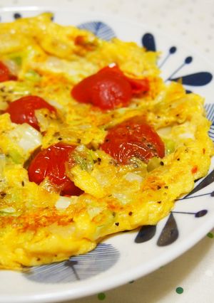 野菜たっぷり♪プチトマトのオムレツ♪-レシピのメイン写真