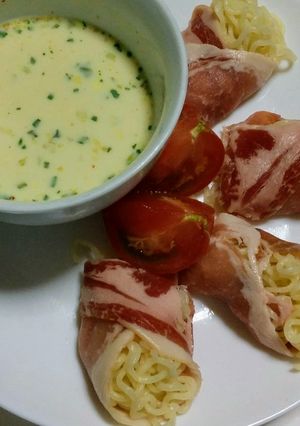 生ハム巻きの塩豆乳つけめん-レシピのメイン写真