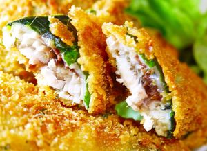 油フライパン1cm！梅肉大葉巻き鰯フライ-レシピのメイン写真