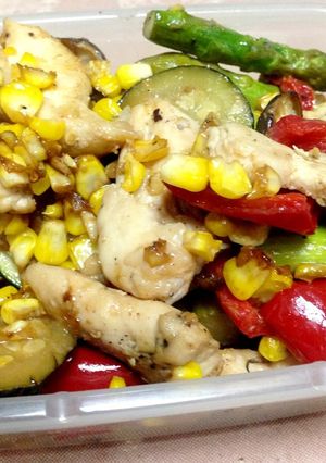 ササミとカラフル野菜のマヨ醤油炒め-レシピのメイン写真