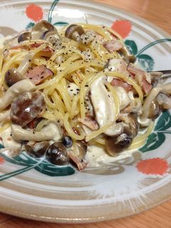 ベーコンとキノコのクリームパスタ♪-レシピのメイン写真