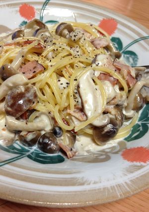 ベーコンとキノコのクリームパスタ♪-レシピのメイン写真