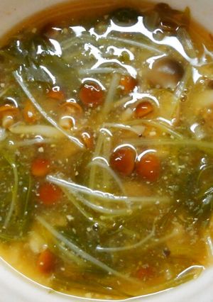 簡単！朝食に♪水菜と なめこのお味噌汁♪-レシピのメイン写真