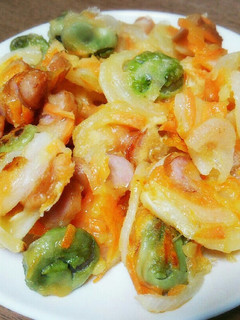 *フライパンで!新玉とそら豆のかき揚げ*-レシピのメイン写真