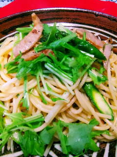 水菜とウインナーのペペロンチーノ風!-レシピのメイン写真