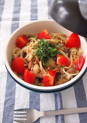 冷たい麺弁当　キノコとツナの冷製パスタ-レシピのメイン写真