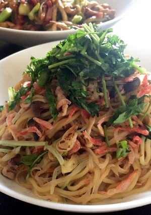 桜エビ香る☆しらたきdeポン酢焼きそば！-レシピのメイン写真