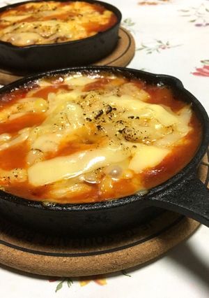 鉄板でナスとトマトのチーズ焼き-レシピのメイン写真