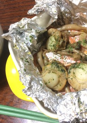 エビとホタテの醤油バターホイル蒸し-レシピのメイン写真