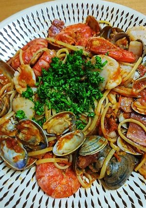 ★男鍋風★ペスカトーレ魚介のトマトパスタ-レシピのメイン写真