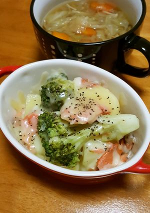 レンジで簡単♥焼き鮭と野菜のグリル風-レシピのメイン写真