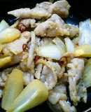 生らっきょうと豚肉の味噌炒め