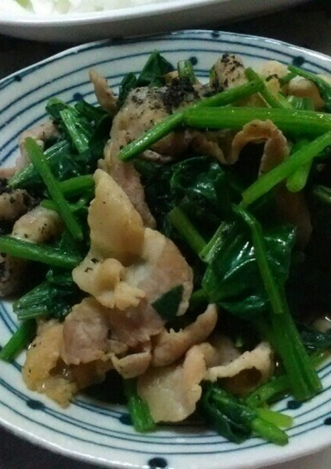 ほうれん草と豚の炒め物-レシピのメイン写真