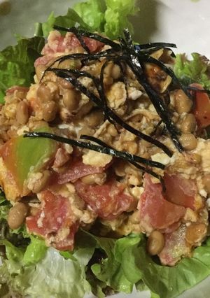 納豆とトマトのオムレツサラダ-レシピのメイン写真