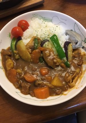 カレーに一手間揚げ野菜添えカレーライス-レシピのメイン写真