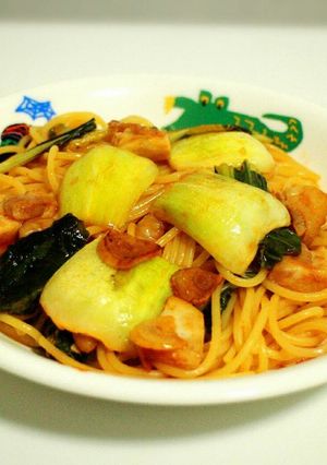 小松菜と鶏肉のパスタ-レシピのメイン写真