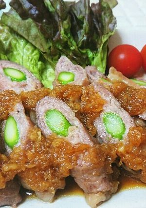 アスパラの肉巻き甘辛おろしソース♪-レシピのメイン写真