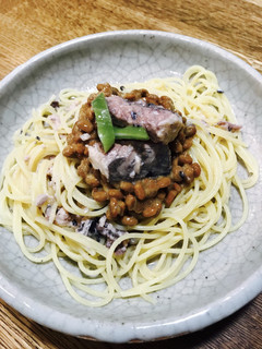 とっても簡単!混ぜて「鯖缶納豆パスタ」-レシピのメイン写真
