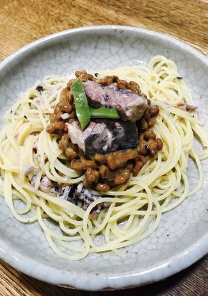 とっても簡単！混ぜて「鯖缶納豆パスタ」-レシピのメイン写真