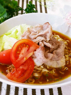味噌カレースープ♥豚しゃぶ冷やしラーメン-レシピのメイン写真