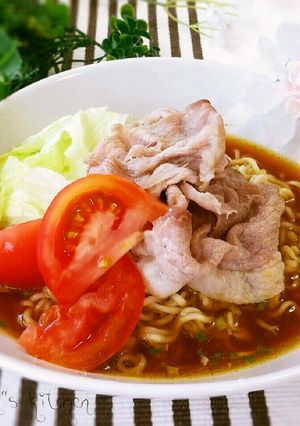 味噌カレースープ♥豚しゃぶ冷やしラーメン-レシピのメイン写真