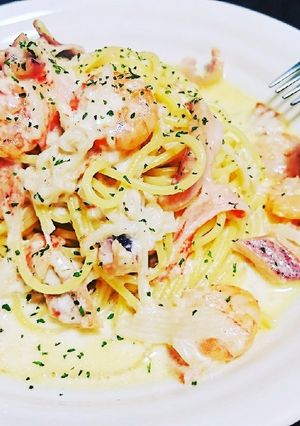 シーフードクリームパスタ-レシピのメイン写真