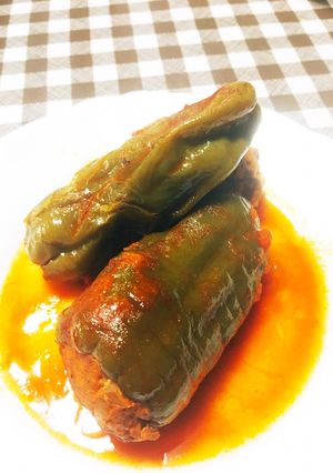 丸ごとピーマンの肉詰めトマト煮-レシピのメイン写真