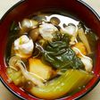 朝食♪青梗菜ときのこ鶏ささみのお吸い物♡