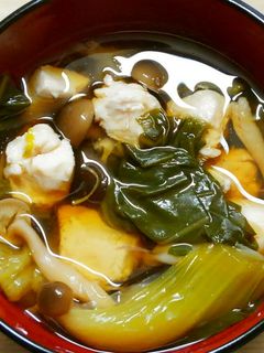 朝食♪青梗菜ときのこ鶏ささみのお吸い物♡-レシピのメイン写真